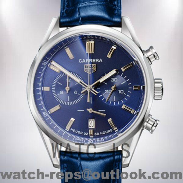 Tag Heuer Carrera Men 43mm CBN2011.BA0642-001 Silver-tone Leather Strap Watch