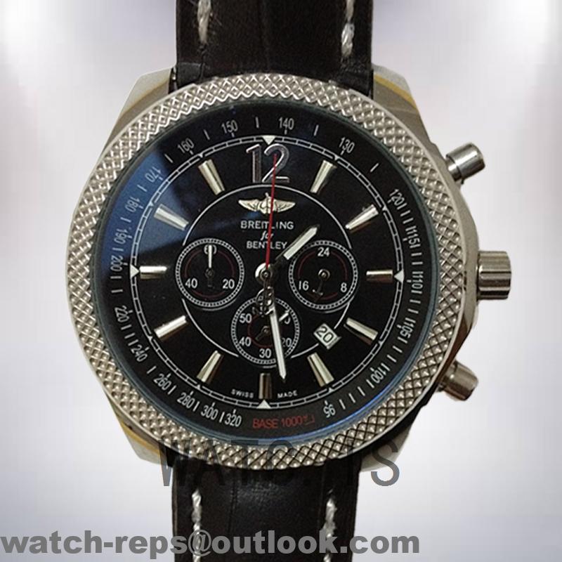 Breitling Chronomat AB011011 Men’s 46mm Black Dial Leather Strap Watch 3