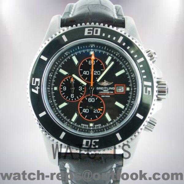 Breitling Superocean 46mm Men's A13341-F Black Dial Strap Watch