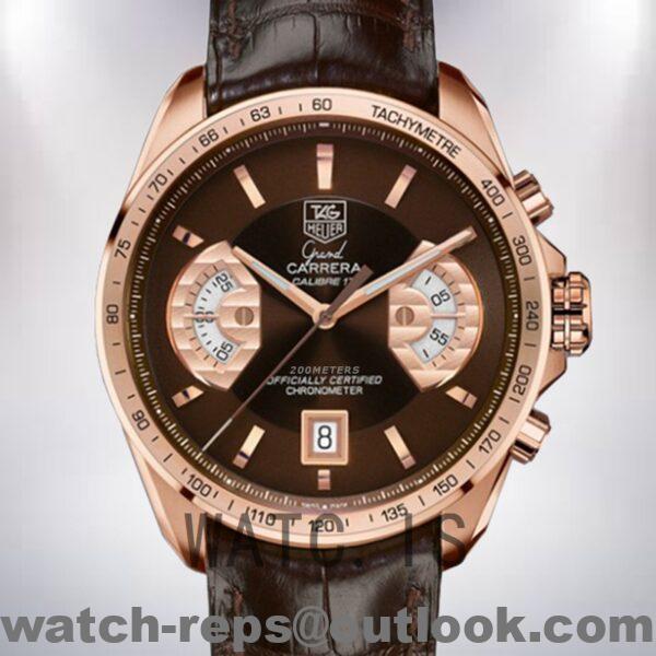 Tag Heuer Grand Carrera 43mm Men CAV514C.FC8171 Rose Gold-tone Watch