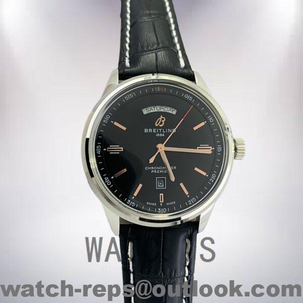 Breitling Premier A45340241B1X3-002 Men's 46mm Black Dial Leather Strap Watch - Image 2