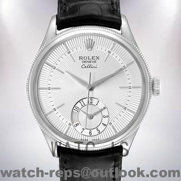Rolex Cellini 39mm m50529-0006 Men's Leather Strap Watch