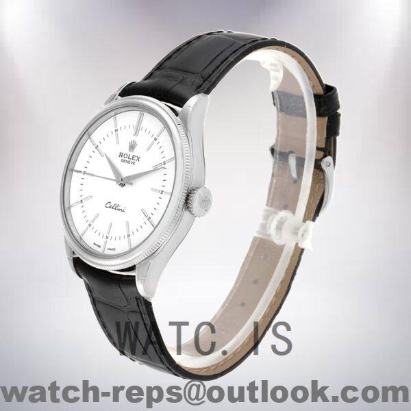 Rolex Cellini m50509-0016 Men's 39mm Leather Strap Automatic Watch - Image 3