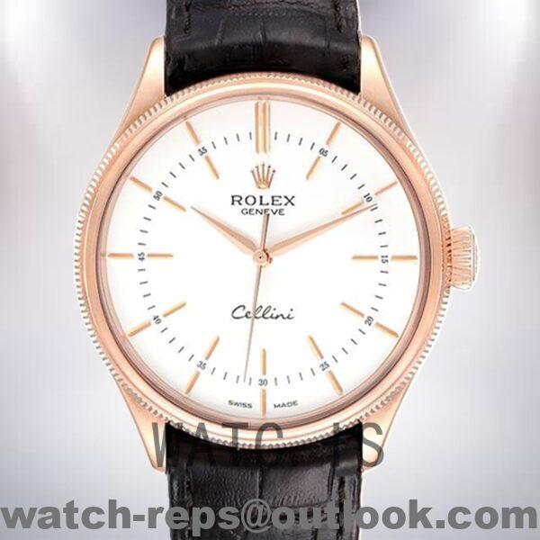 Rolex Cellini Men's 39mm m50505-0021 Leather Strap Watch