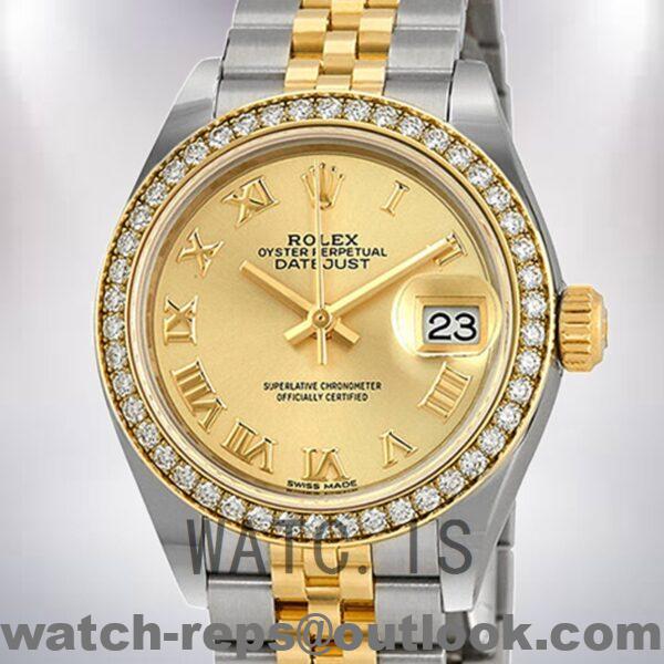 Rolex Datejust m279383rbr-0009 28mm Ladies Silver-tone Champagne Dial Watch 4