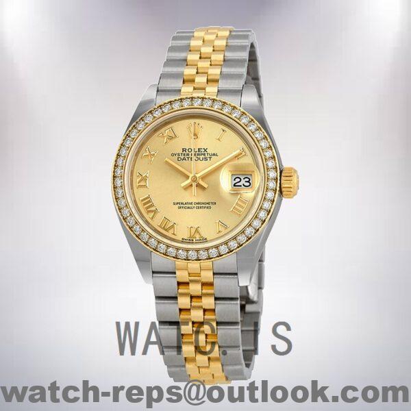 Rolex Datejust m279383rbr-0009 28mm Ladies Silver-tone Champagne Dial Watch 5