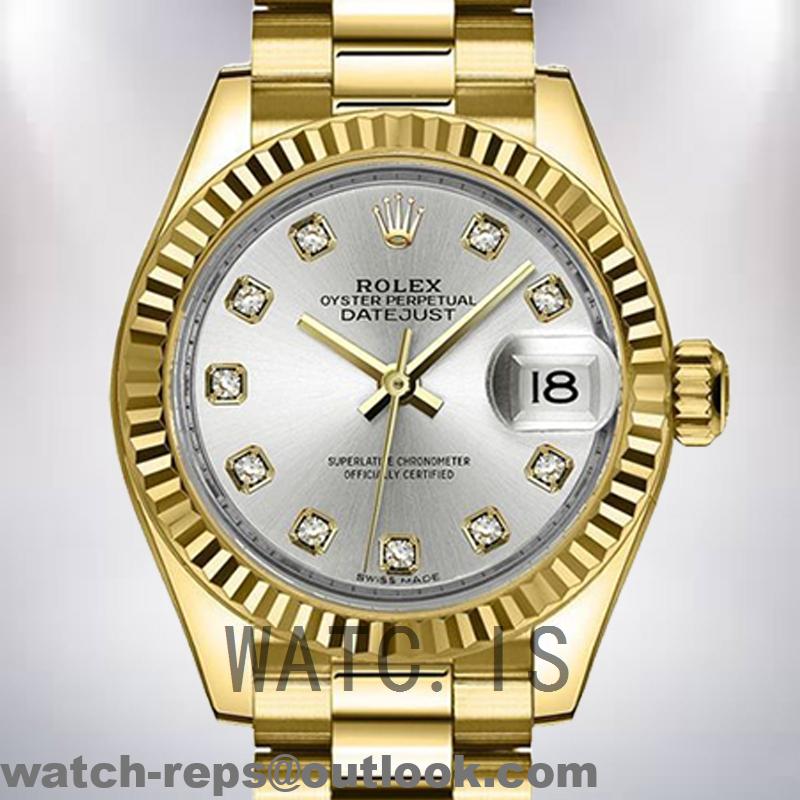 Rolex Datejust m279383rbr-0009 28mm Ladies Silver-tone Champagne Dial Watch 3