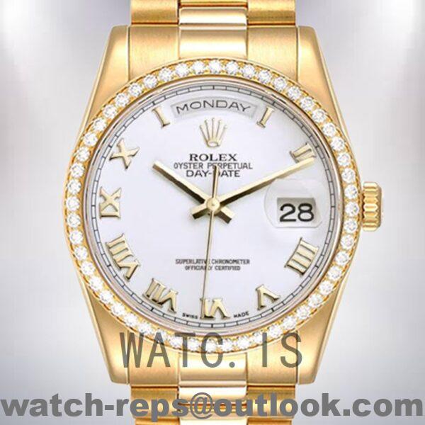 Rolex Day-Date Men's 36mm m118348-0150 Oyster Bracelet/President Bracelet Watch