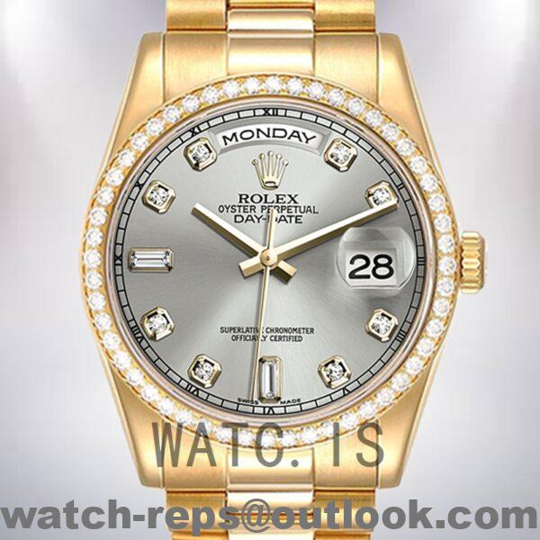 Rolex Day-Date 36mm m118348-0077 Men's Grey Dial Automatic Watch