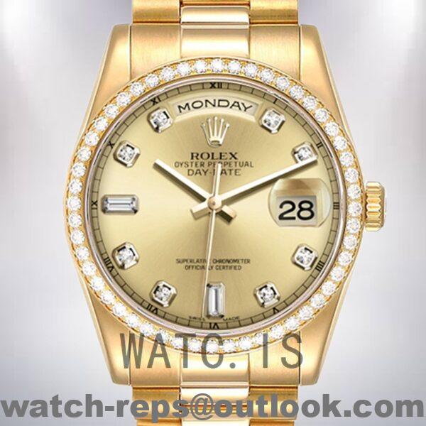 Rolex Day-Date Men's m118348-0042 36mm Champagne Dial Watch