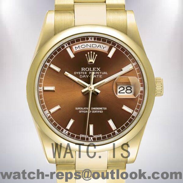 Rolex Day-Date 36mm m118208-0343 Men’s Brown Dial Watch 4