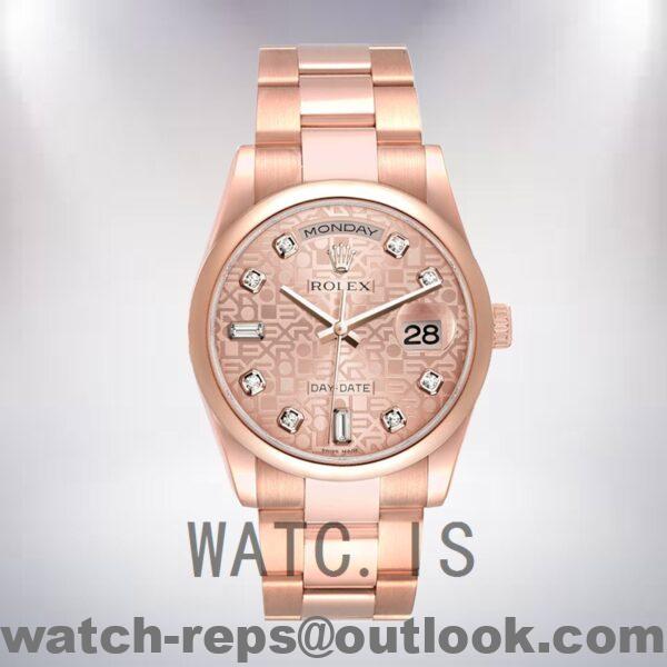 Rolex Day-Date m118205f-0062 Men's 36mm Rose Gold Jubilee Dial Automatic Watch - Image 2