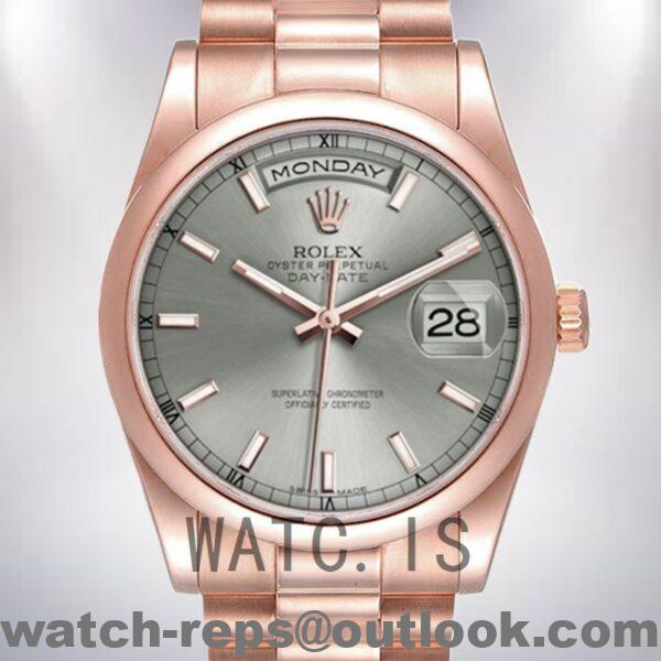 Rolex Day-Date Men's 118205 36mm President Bracelet/Oyster Bracelet Grey Dial Watch