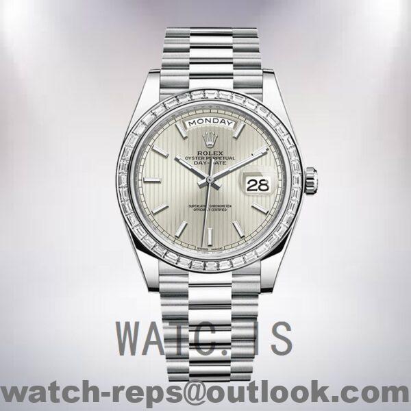 Rolex Day-Date m228396tbr-0022 40mm Men’s President Bracelet Silver-tone Watch 5