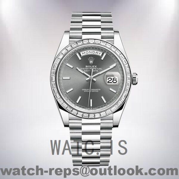 Rolex Day-Date m228396tbr-0031 Men’s 40mm Grey Dial Silver-tone Watch 5