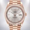 Rolex Day-Date Men's m228345rbr-0010 40mm Sundust Stripe Dial Rose Gold-tone Watch