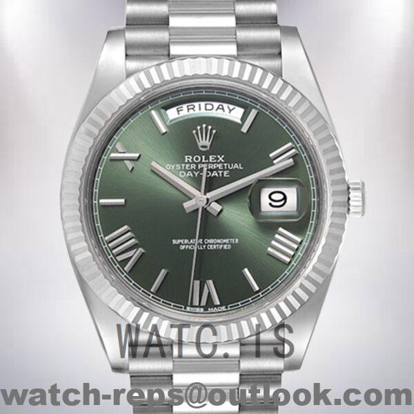 Rolex Day-Date Men’s 40mm m228239-0033 Green Dial Jubilee Bracelet Watch 4