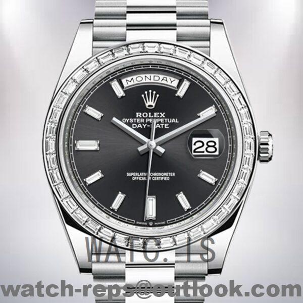 Rolex Day-Date 40mm 228396 Men's President Bracelet Black Dial Watch