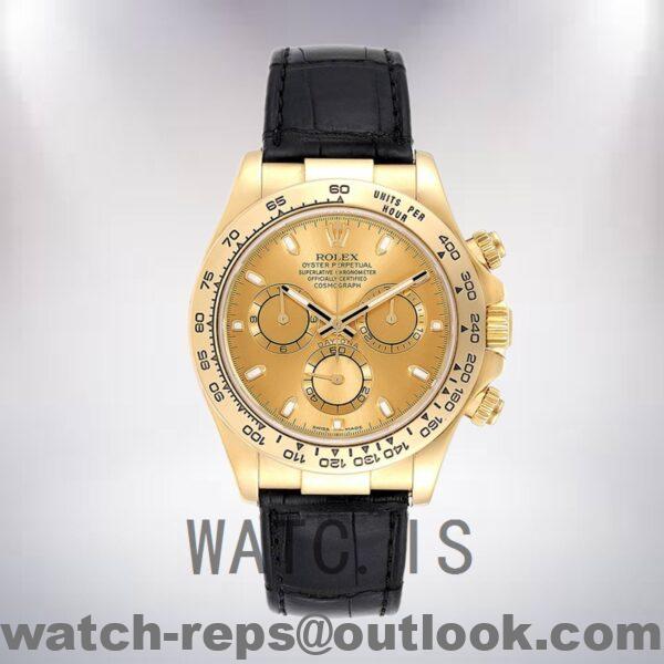 Rolex Daytona Men's 116518 40mm Gold-tone Leather Strap Watch - Image 2
