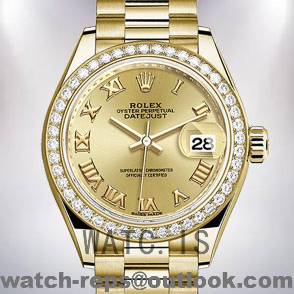 Rolex Datejust 28mm m279138rbr-0021 Ladies Champagne Dial Watch