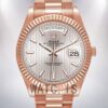 Rolex Day-Date m228235-0005 40mm Men's Silver Stripe Dial President Bracelet Watch