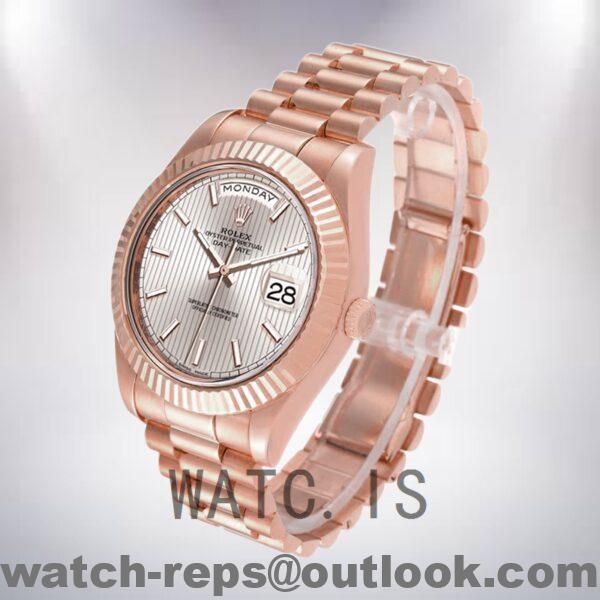 Rolex Day-Date m228235-0005 40mm Men's Silver Stripe Dial President Bracelet Watch - Image 3