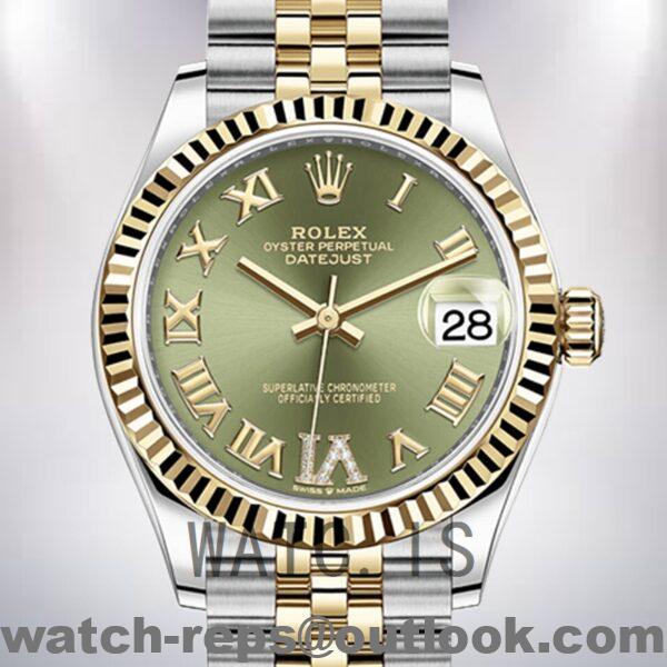 Rolex Datejust m278273-0016 31mm Ladies Silver-tone Green Dial Watch