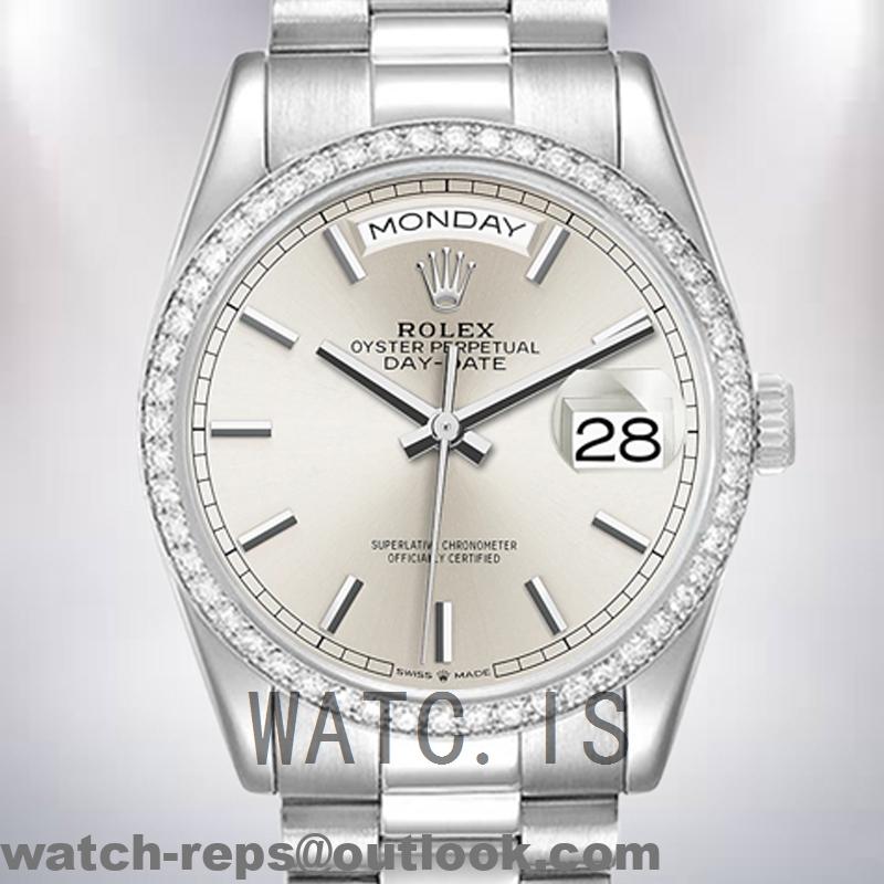 Rolex Day-Date m128349rbr-0013 36mm Men’s Silver-tone Silver Dial Watch 2