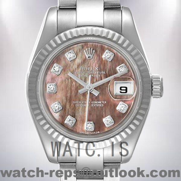 Rolex Datejust Ladies 179174 26mm Automatic Black Mother of Pearl Dial Watch