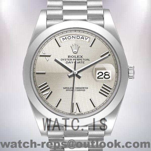 Rolex Day-Date 228206 40mm Men's Silver Dial Silver-tone Watch