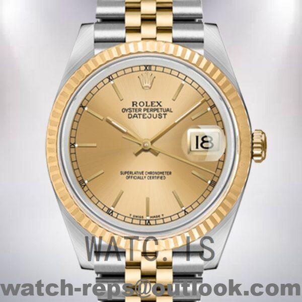 Rolex Datejust 16233CSJ Men's 36mm Gold Dial Jubilee Bracelet Watch