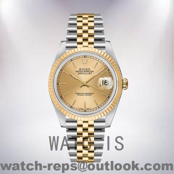 Rolex Datejust 16233CSJ Men's 36mm Gold Dial Jubilee Bracelet Watch - Image 2