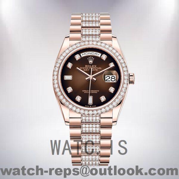 Rolex Day-Date m128345rbr-0041 36mm Men's Rose Gold-tone Brown Dial Watch - Image 2