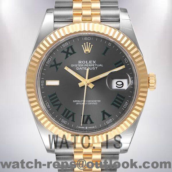 Rolex Datejust m126333-0020 Men's 41mm Silver-tone Wimbledon Dial Watch