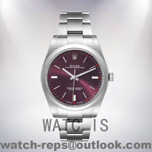 Rolex Oyster Perpetual m114300-0002 41mm Unisex Oyster Bracelet Red Grape Dial Watch - Image 2