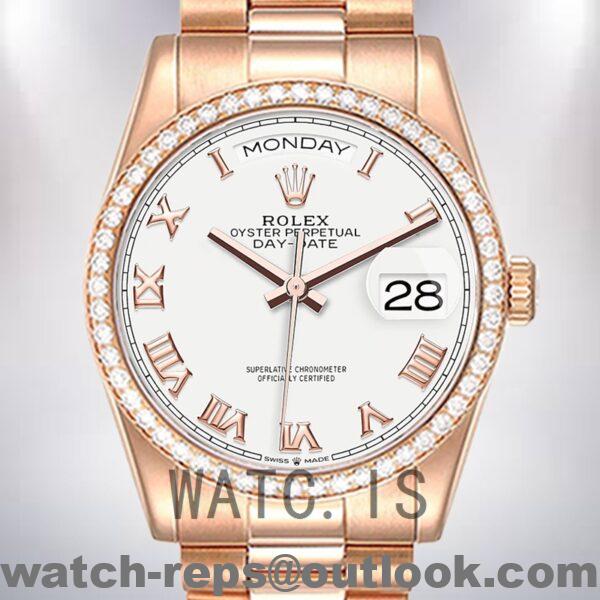 Rolex Day-Date Men's m128345rbr-0054 36mm White Dial Watch