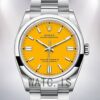 Rolex Oyster Perpetual m124300-0004 Unisex 41mm Yellow Dial Silver-tone Watch