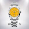 Rolex Oyster Perpetual m124300-0004 Unisex 41mm Yellow Dial Silver-tone Watch - Image 2