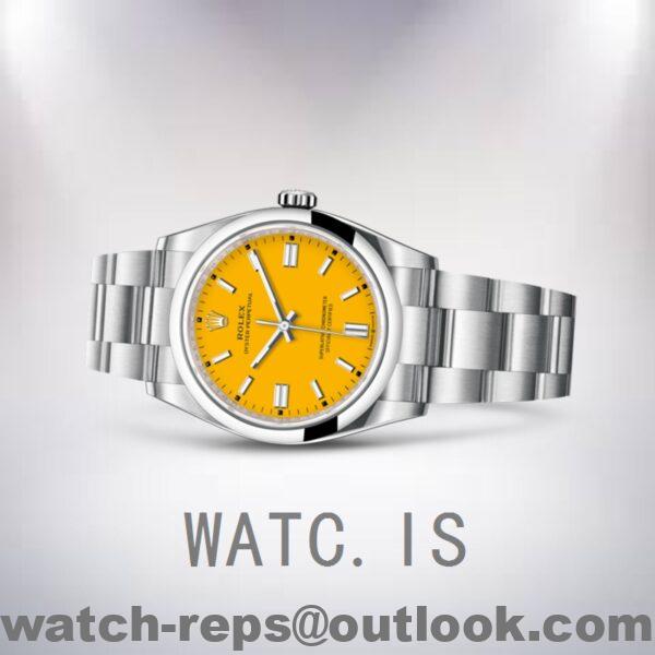 Rolex Oyster Perpetual m124300-0004 Unisex 41mm Yellow Dial Silver-tone Watch - Image 3