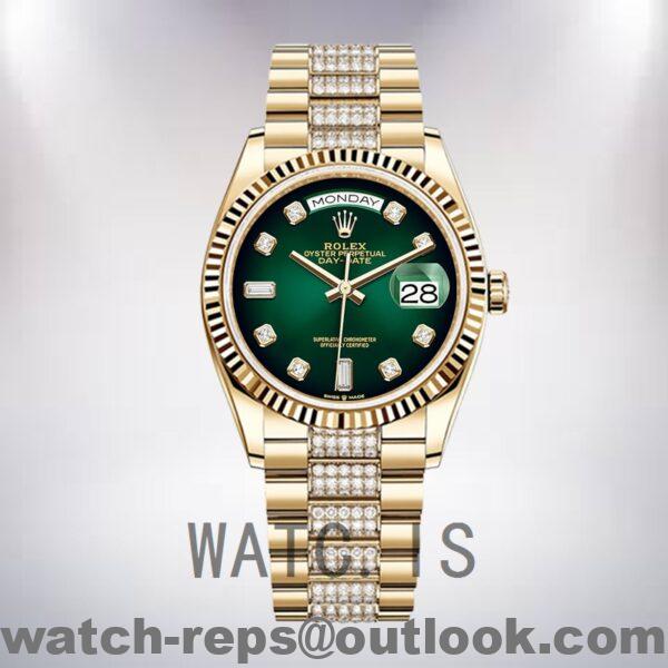 Rolex Day-Date m128238-0070 36mm Men's Automatic Green Dial Watch - Image 2
