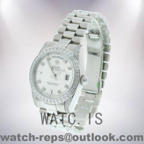 Rolex Day-date 36mm Men's m118389-0008 Silver-tone Bracelet Watch - Image 3