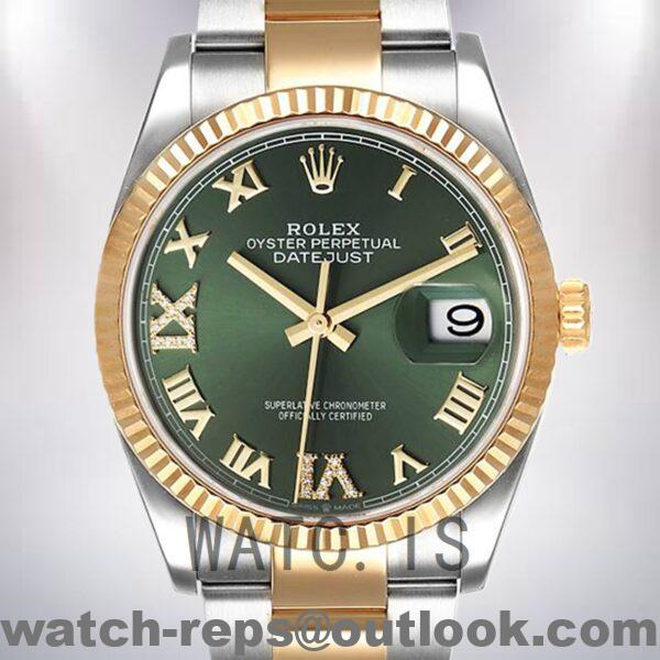 Rolex Datejust Men's 36mm m126233-0026 Green Dial Silver-tone Watch