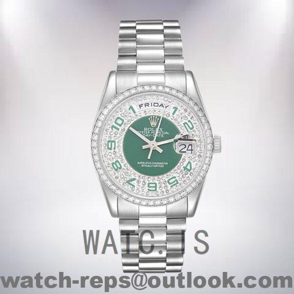 Rolex Day-Date 118346 Men’s 36mm Green Dial Silver-tone Watch 5