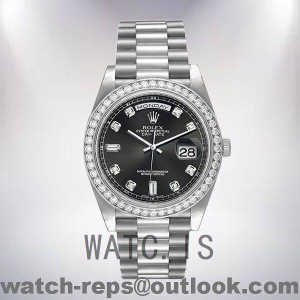 Rolex Day-Date Men's 36mm 118346 Silver-tone Black Dial Watch - Image 2