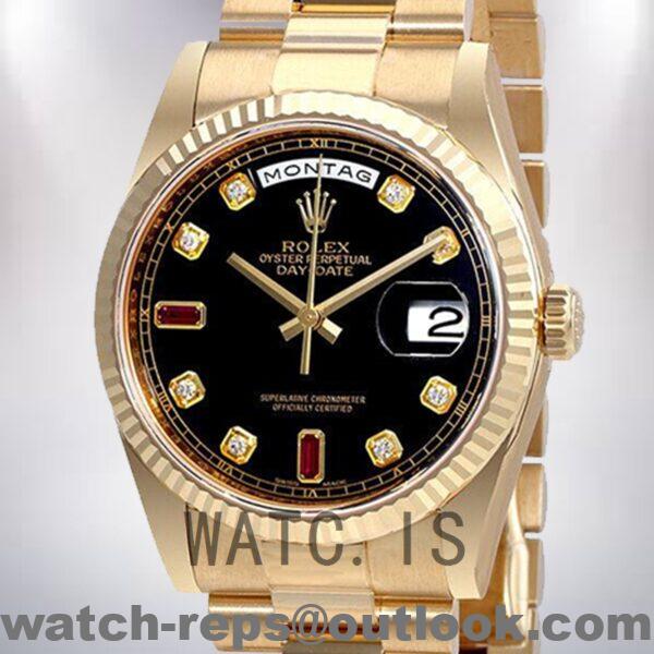 Rolex Day-Date Ladies 118238BKDRP 36mm Automatic Jubilee Bracelet Watch