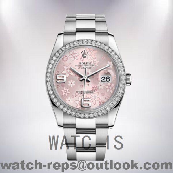 Rolex Datejust Men's 36mm 116244PFAO Pink Floral Dial Silver-tone Watch - Image 2
