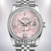 Rolex Datejust Men's 36mm 116244PFAJ Silver-tone Pink Floral Dial Watch