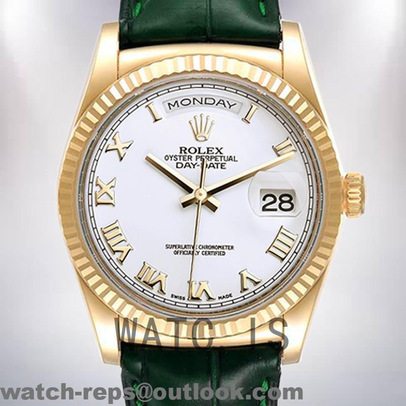 Rolex Day-Date m118138-0123 Men’s 36mm Leather Strap White Dial Watch 3