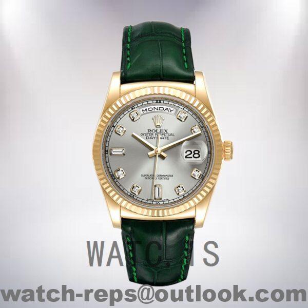 Rolex Day-Date Men's 36mm m118138-0135 Leather Strap Gold-tone Watch - Image 2