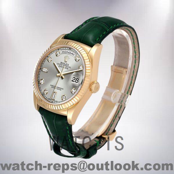 Rolex Day-Date Men's 36mm m118138-0135 Leather Strap Gold-tone Watch - Image 3